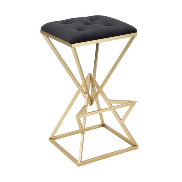 Scaun de bar negru/auriu tapițat (înălțime șezut 75 cm) Piramid – Mauro Ferretti-image-2