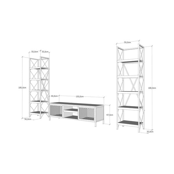 Set mobilier TV gri antracit/natural 150x47 cm Maxim - Kalune Design-image-4