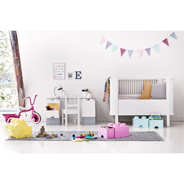 Cutie depozitare cu 2 sertare LEGO®, roz deschis-image-1