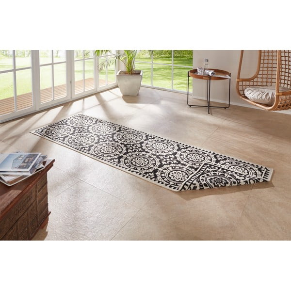 Covor adecvat pentru exterior NORTHRUGS Jardin, 80 x 250 cm, negru-crem-image-1