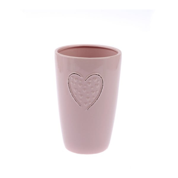 Vază din ceramică Dakls Hearts Dots, înălțime 18,3 cm, roz