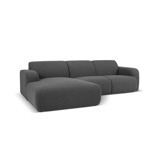 Colțar gri închis cu tapițerie din stofă bouclé (colț stânga) Molino – Micadoni Home-image-2