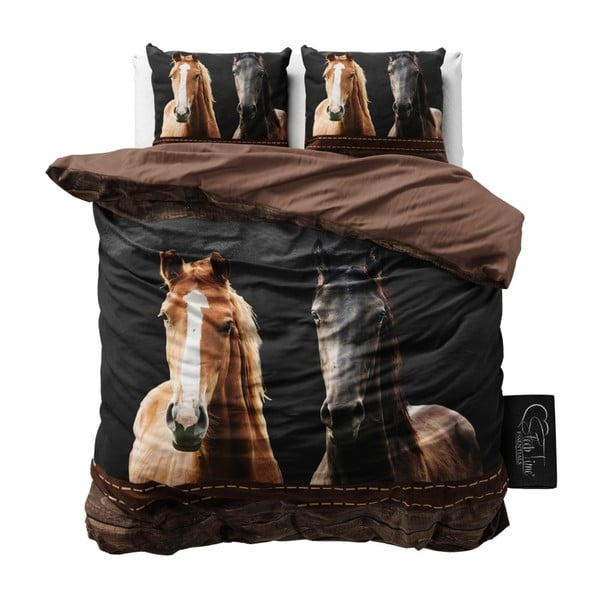 Lenjerie de pat din micropercal Sleeptime Horses, 200 x 220 cm