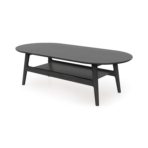 Măsuță de cafea neagră cu aspect de lemn de stejar 60x130 cm Curved – Woodman-image-2