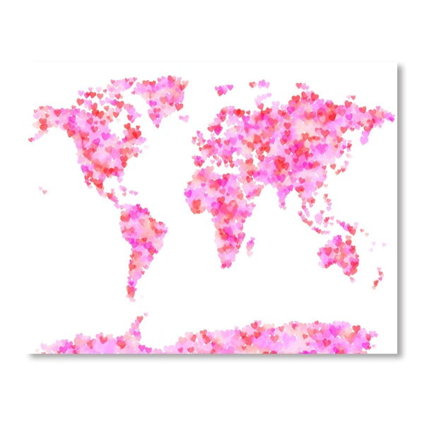 Poster cu harta lumii Americanflat Sweet, 60 x 42 cm, roz