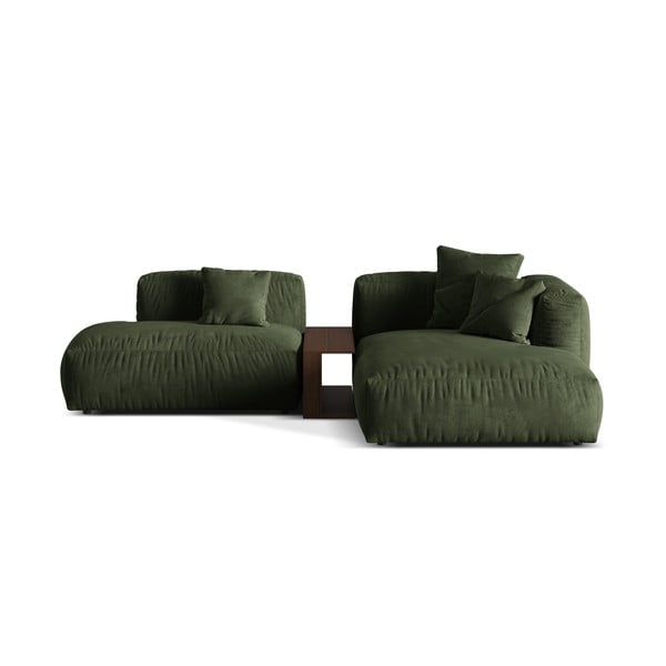 Colțar modular verde cu tapițerie din țesătură bouclé (cu colț pe partea dreaptă) Martina – Micadoni Home