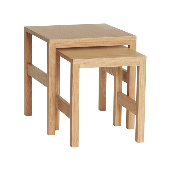 Măsuțe auxiliare 2 buc. cu aspect de lemn de stejar 40x40 cm Puzzle – Hübsch