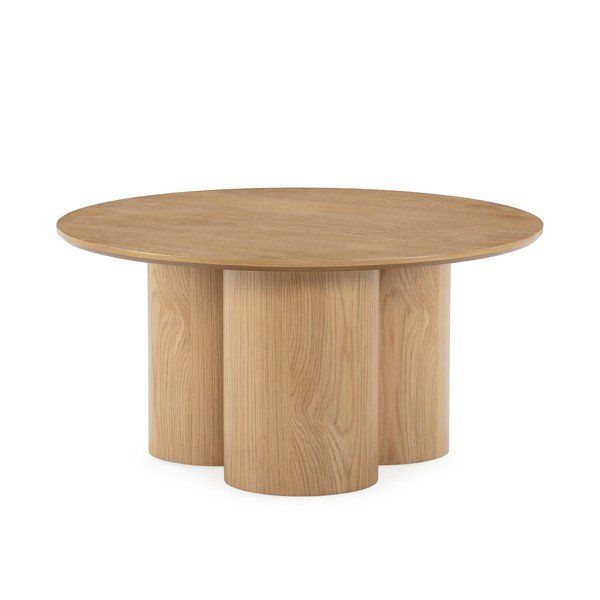 Măsuță de cafea în culoare naturală rotundă cu aspect de lemn de stejar ø 80 cm Lua – MOME
