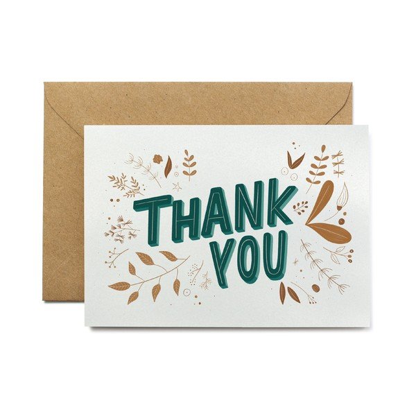 Card de mulțumire cu plic din hârtie reciclată Printintin Thank You, format A6
