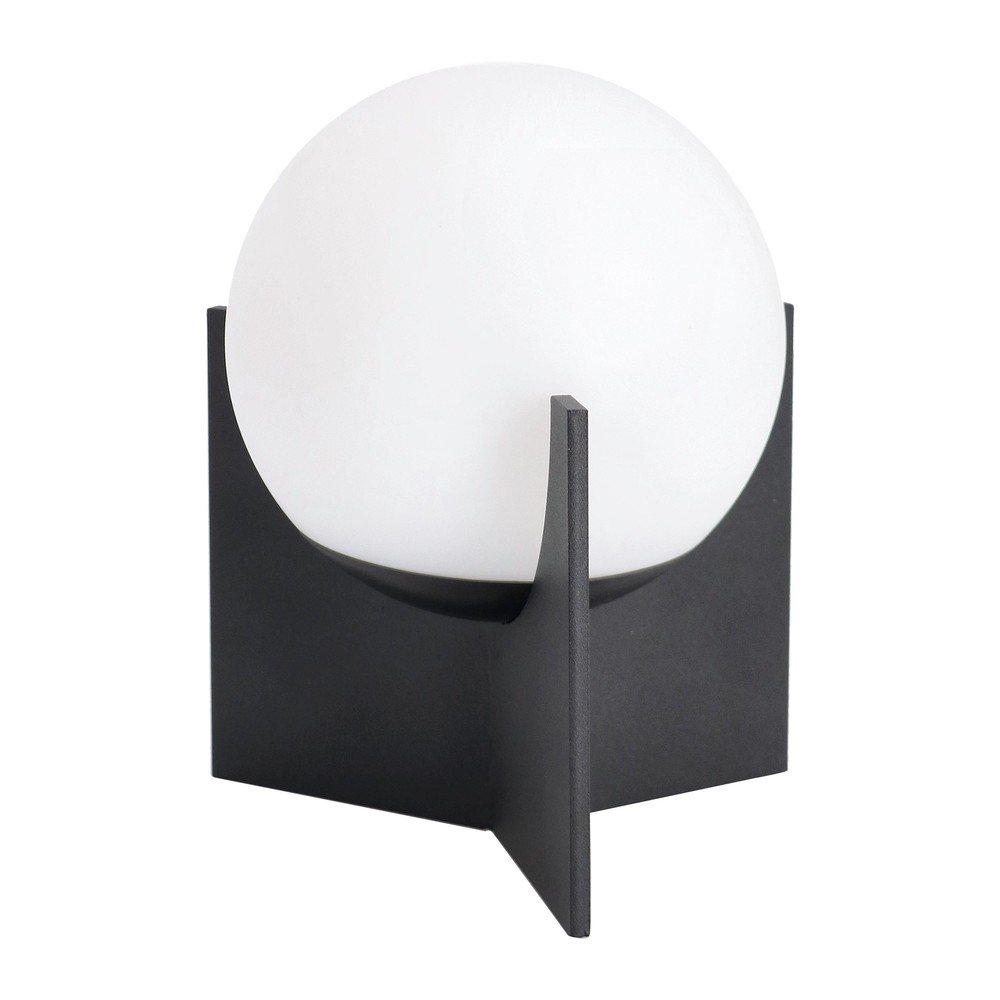 Veioză neagră LED cu intensitate reglabilă din metal cu abajur din plastic (înălțime 16 cm) Cardamom – Bizzotto