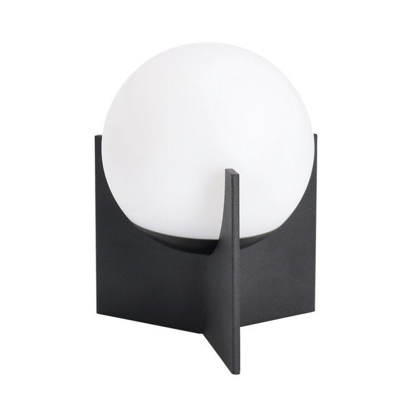 Veioză neagră LED cu intensitate reglabilă din metal cu abajur din plastic (înălțime 16 cm) Cardamom – Bizzotto