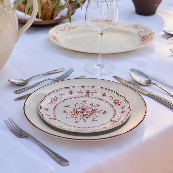 Farfurie roșie/albă pentru desert  din gresie ø 21 cm Vila – Costa Nova-image-1