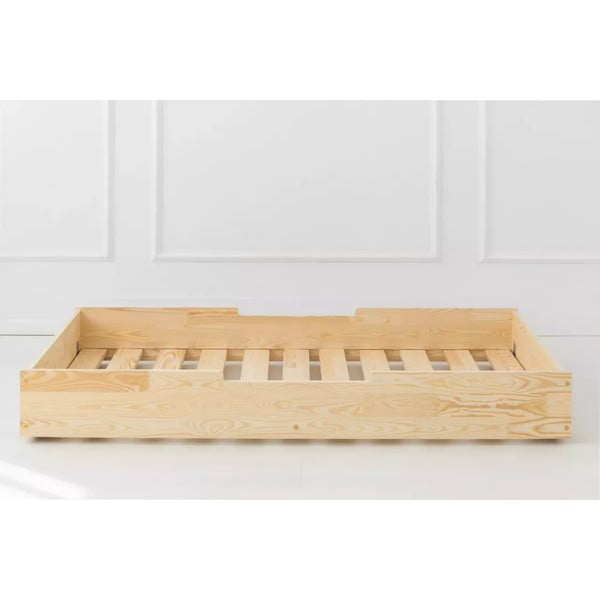 Pat pentru copii  în culoare naturală din lemn de pin cu spațiu de depozitare 90x190 cm Mila CPD – Adeko-image-4