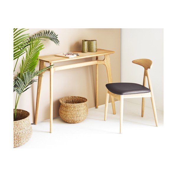 Scaun de dining negru/în culoare naturală din lemn de stejar Lanuza – House Nordic-image-2