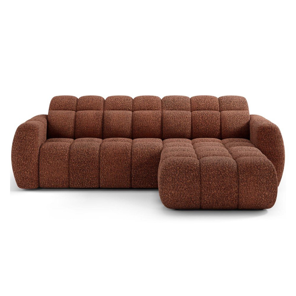 Colțar roșu cu tapițerie din țesătură bouclé (cu colț pe partea dreaptă/cu șezlong) Fanito – ELTAP