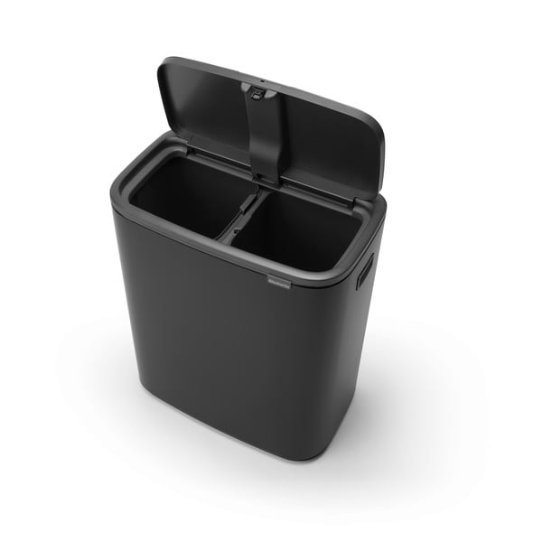 Coș de gunoi negru mat de reciclat/cu senzori de atingere din oțel 60 l Bo Touch Bin – Brabantia