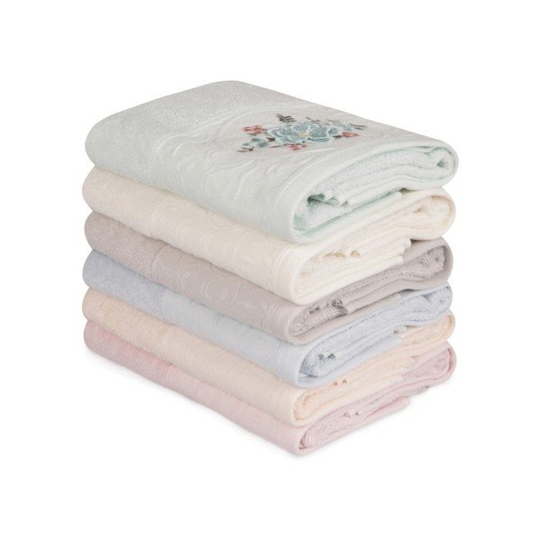 Set 6 prosoape mâini din bumbac Daireli Linda, 50 x 90 cm