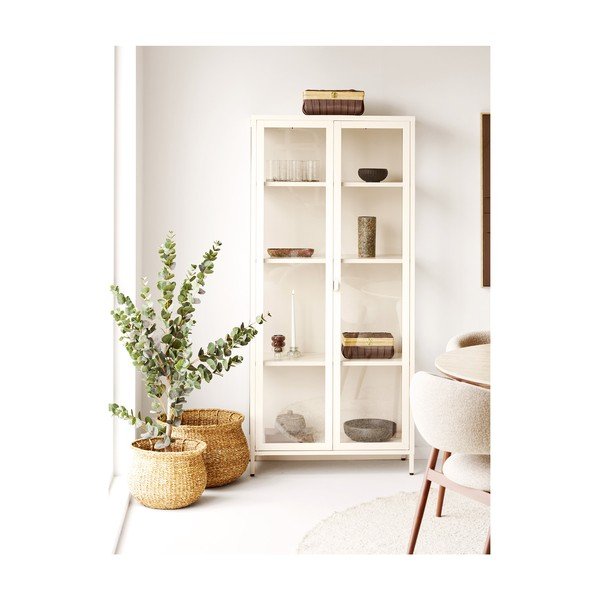 Vitrină crem din oțel 80x175x35 cm Brisbane – House Nordic-image-1