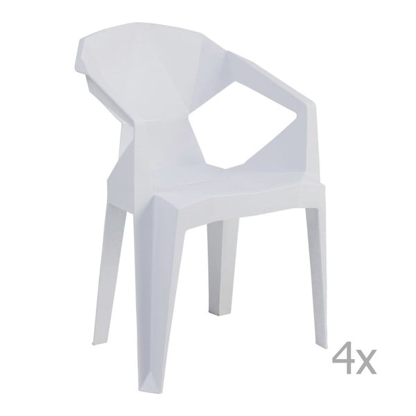 Set 4 scaune grădină Kare Design Geometrial, alb