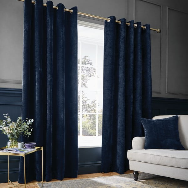 Draperii albastru-închis termoizolante 2 buc. din janilie 168x183 cm Selene Luxury Chenille – Hyperion-image-1