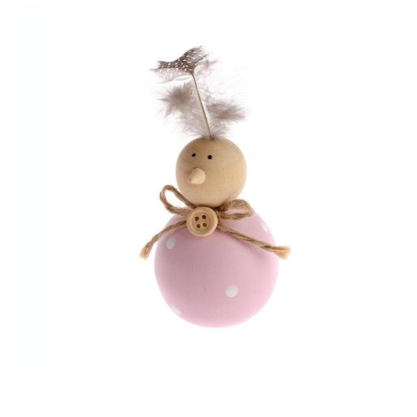 Decorațiune din lemn cu detalii roz Dakls Easter Chicken