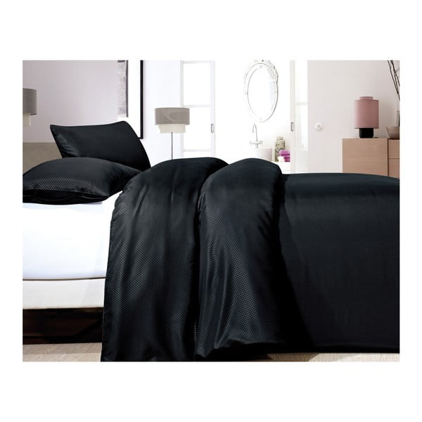  Lenjerie de pat din micropercal Zensation Satin Point, 240 x 200 cm, negru