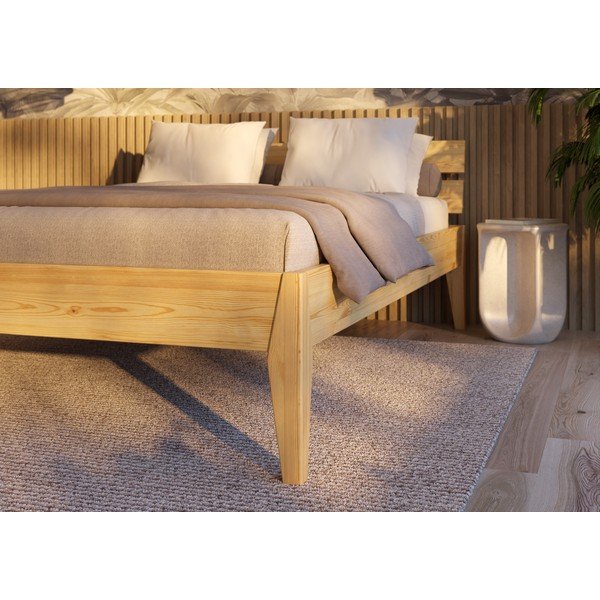 Pat matrimonial în culoare naturală din lemn de pin 180x200 cm Torino – Olivia Living-image-1