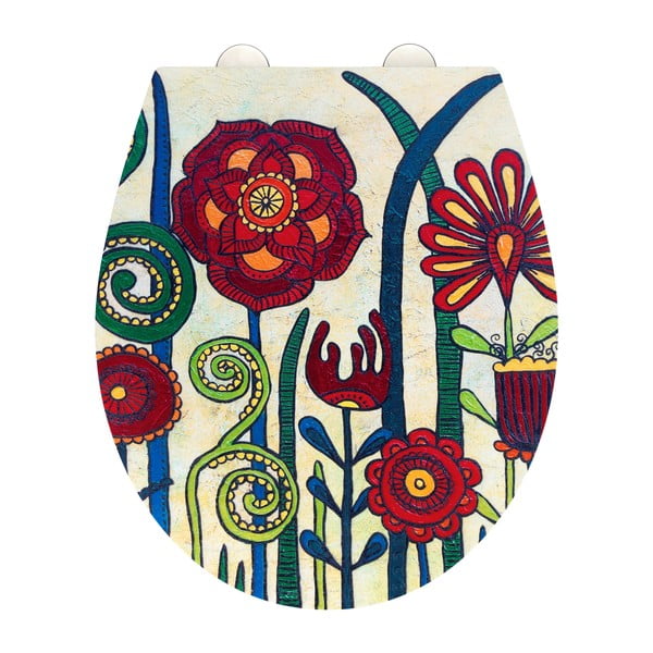 Capac WC 37 x 44,5 cm Easy-Close (cu închidere automată) Rollin'Art Red Blossom – Wenko
