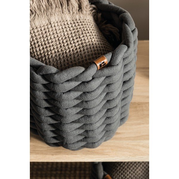 Coș de depozitare din material textil ø 21x17 cm Peach Skin Round S – Bigso-image-2