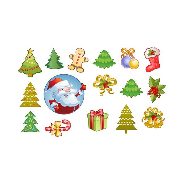 Set autocolante de Crăciun Ambiance Santa Claus and his Christmas trees, 15 buc.-image-1
