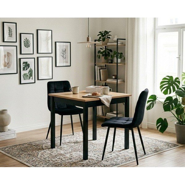 Masă dining din lemn de pin cu structură neagră Bonami Essentials Sydney, 70 x 70 cm-image-1