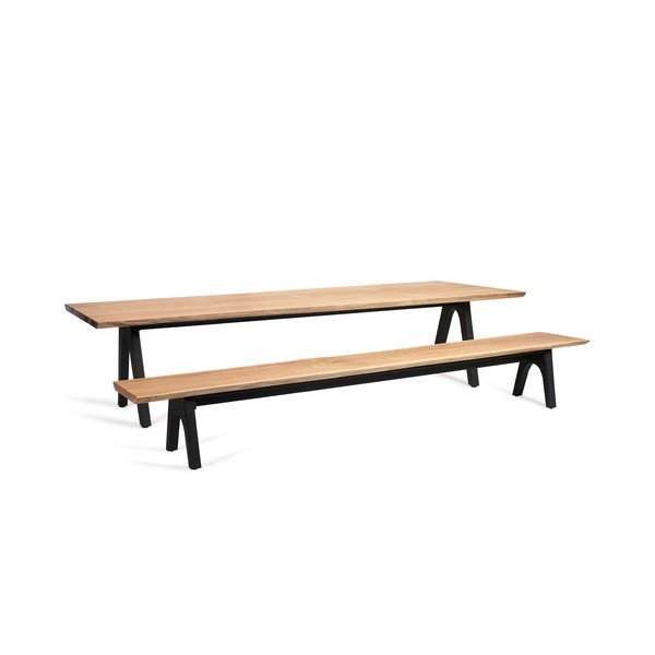 Bancă de grădină neagră/în culoare naturală Pure – Diphano-image-2