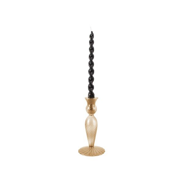Sfeșnic din sticlă PT LIVING Swirl, înălțime 17 cm, maro deschis-image-3