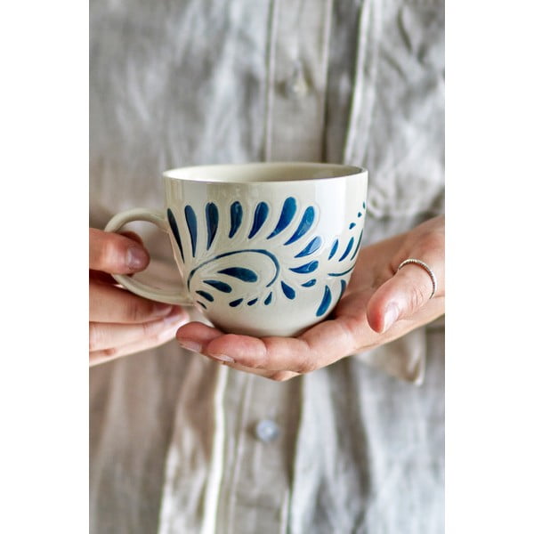 Cană albă-albastră din gresie 240 ml Heikki – Bloomingville-image-2