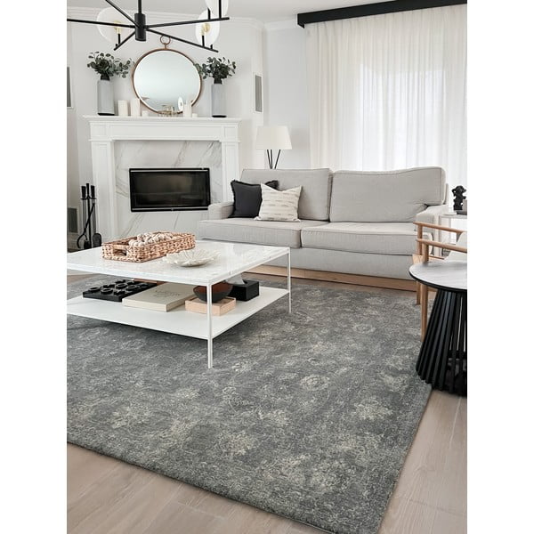 Covor gri din lână 230x340 cm Calisia Vintage Flora – Agnella-image-3