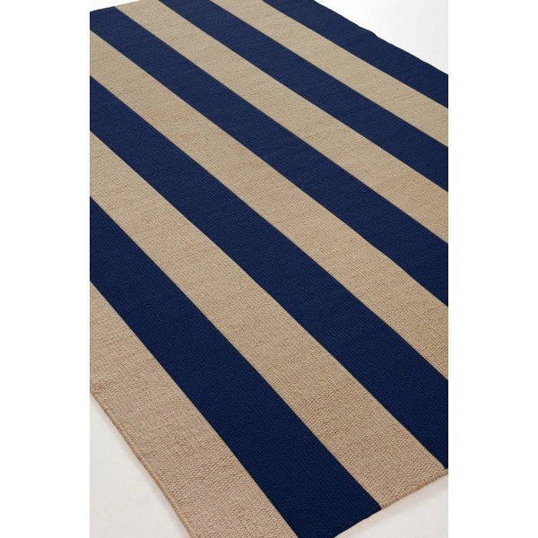 Covor tip traversă albastru/bej țesut manual din amestesc de lână 80x200 cm Sissel – Jotex-image-4