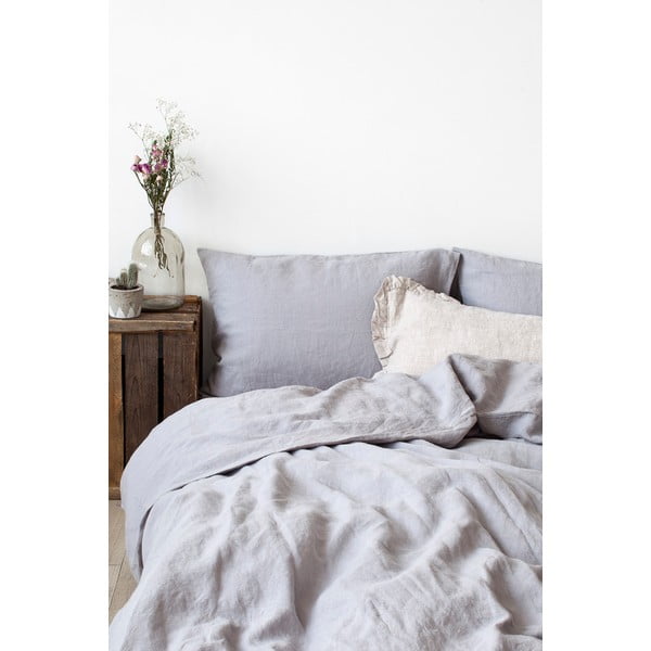 Husă pentru pilotă din in Linen Tales, 200 x 220 cm, gri deschis-image-1