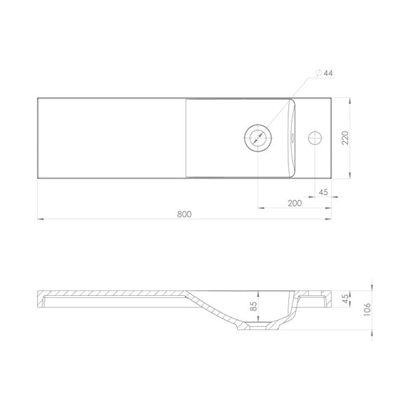 Chiuvetă albă din compozit mineral 80x22 cm Agos – Sapho-image-4