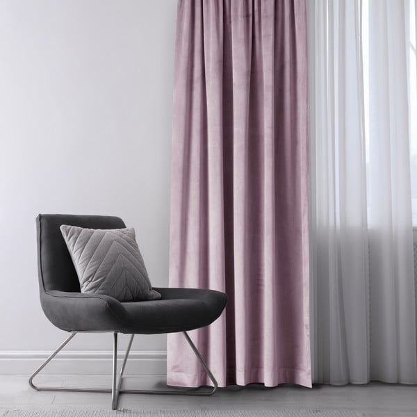 Draperie roz-deschis dimout (semi-opacă) din catifea 140x245 cm Eyelets – Restilo-image-1