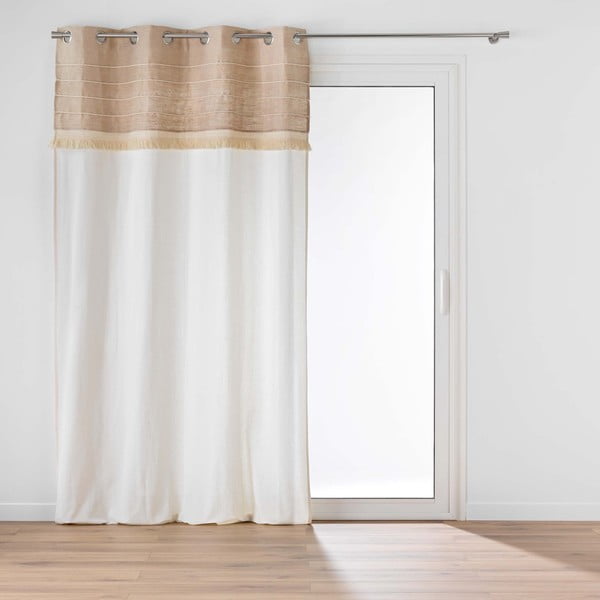 Draperie albă-maro din amestec de iută 140x240 cm Cirrus – douceur d'intérieur