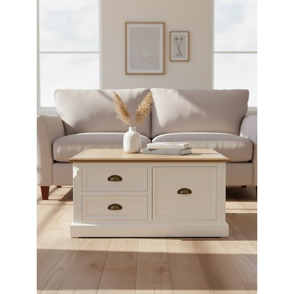 Măsuță de cafea albă cu aspect de lemn de brad 90x90 cm Hardwick – Premier Housewares-image-4