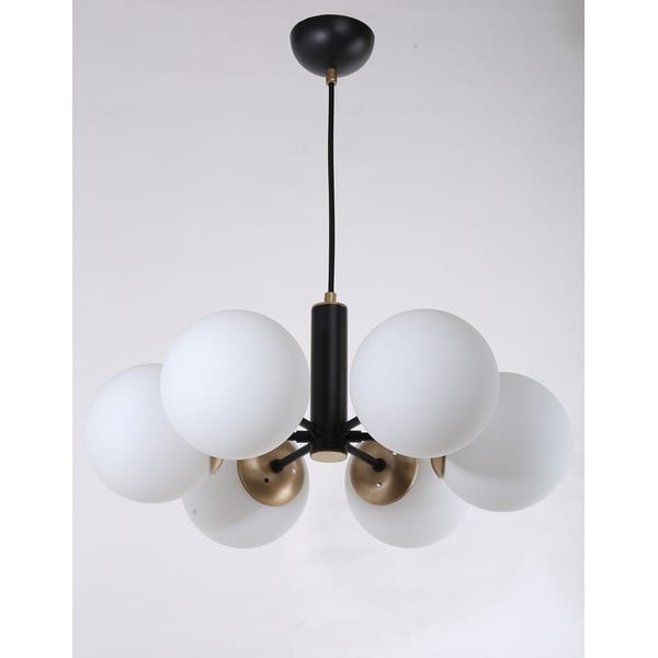 Lustră neagră cu abajur din sticlă ø 56 cm Daisy – Squid Lighting