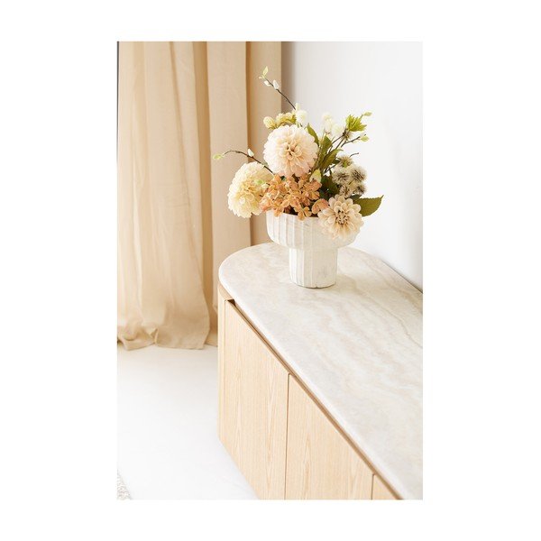 Comodă TV crem/în culoare naturală cu blat din piatră 160x45x40 cm Larvik – House Nordic-image-2