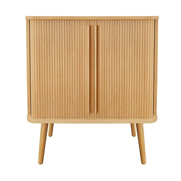 Comodă în culoare naturală înaltă cu aspect de lemn de stejar cu ușă glisantă 83x95 cm Rove – Woodman