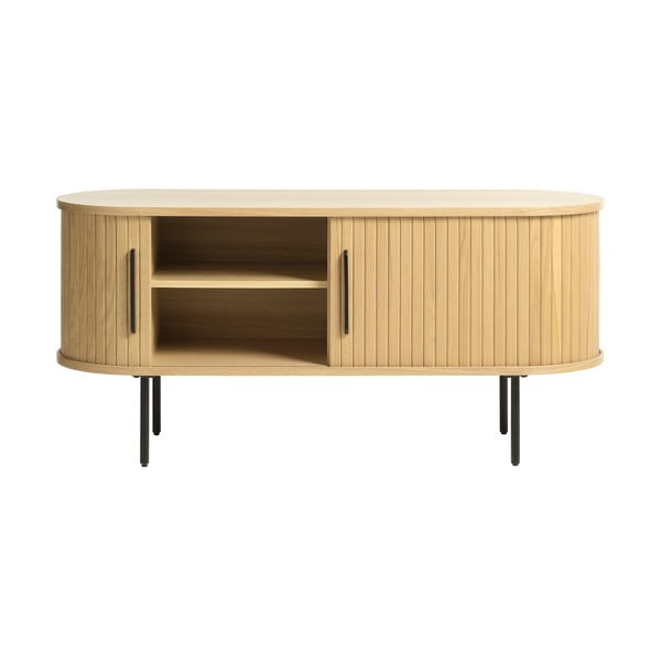 Masă TV în culoare naturală cu aspect de lemn de stejar 120x56 cm Nola – Unique Furniture-image-4