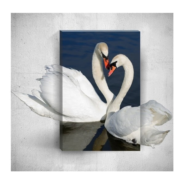 Tablou de perete 3D Mosticx Swans, 40 x 60 cm