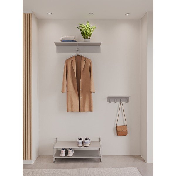 Cuier de perete gri deschis cu raft din oțel 21,5 cm A-Coat – Zone-image-1