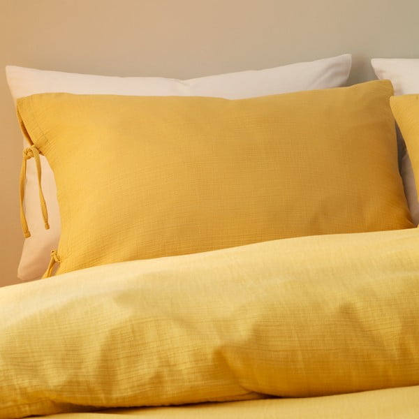 Lenjerie de pat galbenă din muselină pentru pat de o persoană 135x200 cm Afra – Pineapple Elephant-image-1