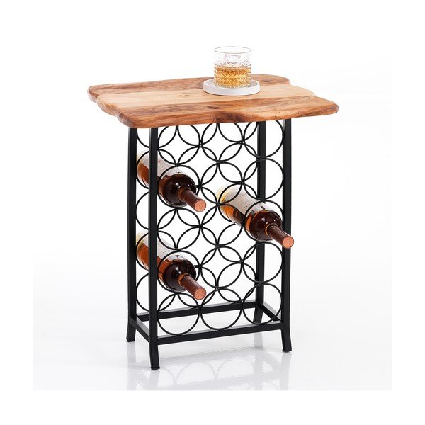 Raft pentru sticle de vin negru-în culoare naturală din metal număr de sticle 15 46x56x35,5 cm Ras – Tomasucci-image-1