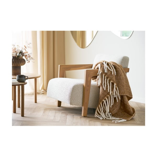 Pătură maro deschis din amestesc de lână 130x170 cm Carmel – House Nordic-image-1